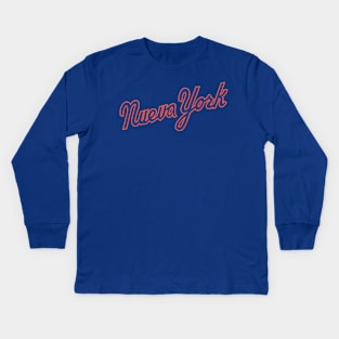 Los Mets de Nueva York - 80s Scirpt Kids Long Sleeve T-Shirt